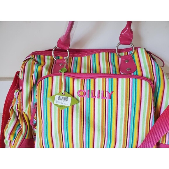 Oilily Diaper Baby Bag Multi Color Striped  with Changing Pad New - Picture 2 of 6
